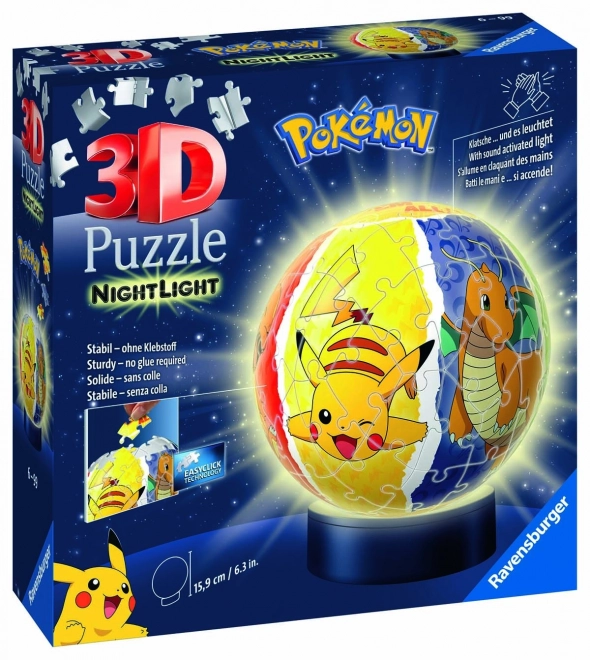 3D-Leuchtkugel Puzzle 72 Teile Pokemon