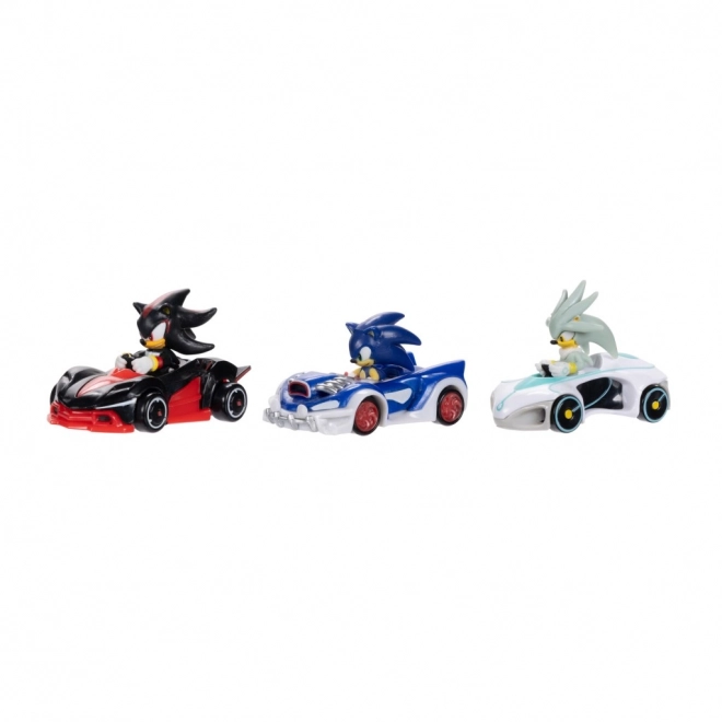 Metallmodellauto mit Sonic Figur 1:64 - 3er Set