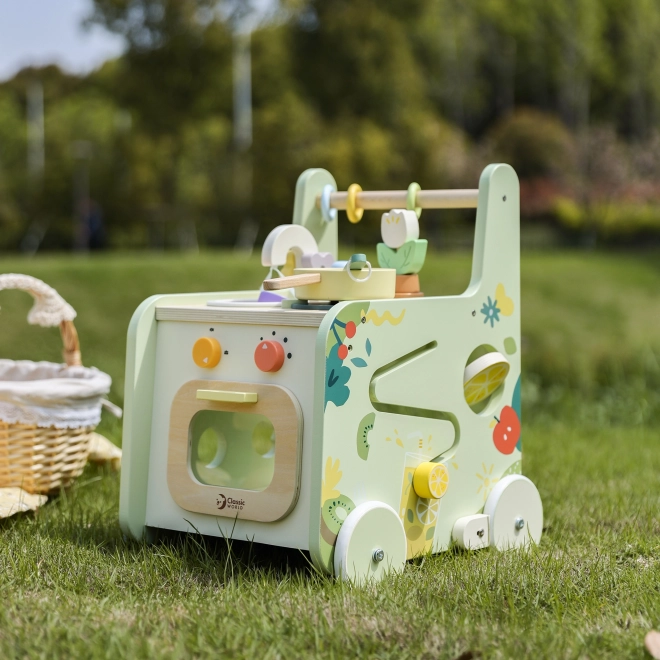 Holzküche Lauflernwagen 2-in-1 mit abnehmbaren Rädern