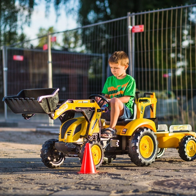 Trettraktor Komatsu mit vorderem und hinterem Löffel und Walze