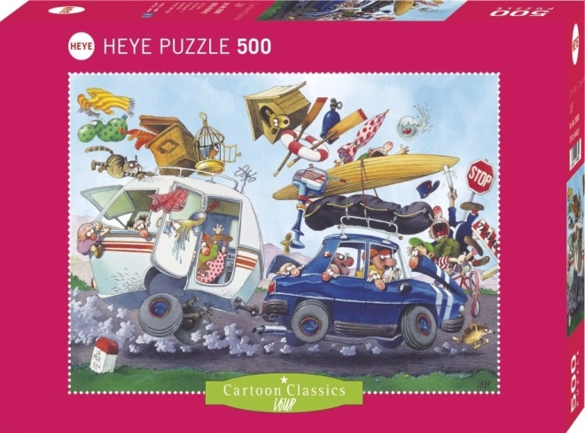 HEYE Puzzle Cartoon Classics: Abfahrt in den Urlaub 500 Teile