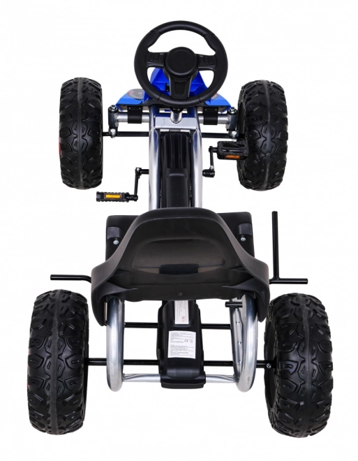 Großes Tret-Gokart Stark für Kinder Blau + 100 kg Belastbarkeit + EVA-Räder + Handbremse + Rennsitz