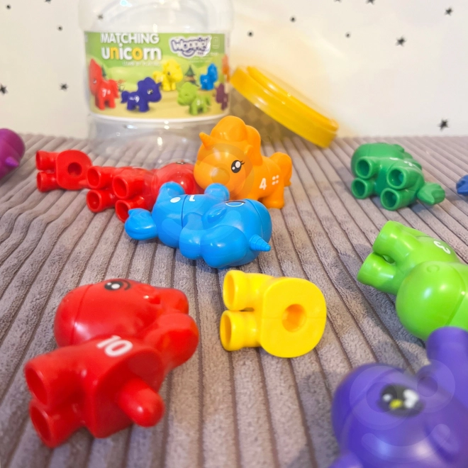 Lernspiel Einhorn Zahlen und Farben Montessori Set