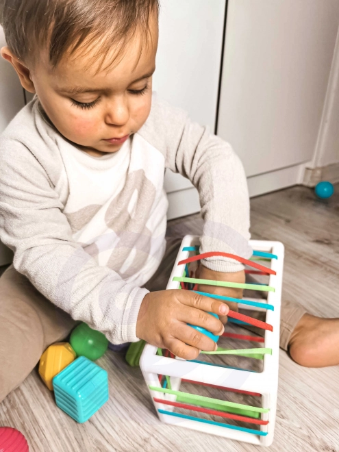 Bunte flexible WOOPIE Baby Sensorik-Würfel mit Formen-Sortierer