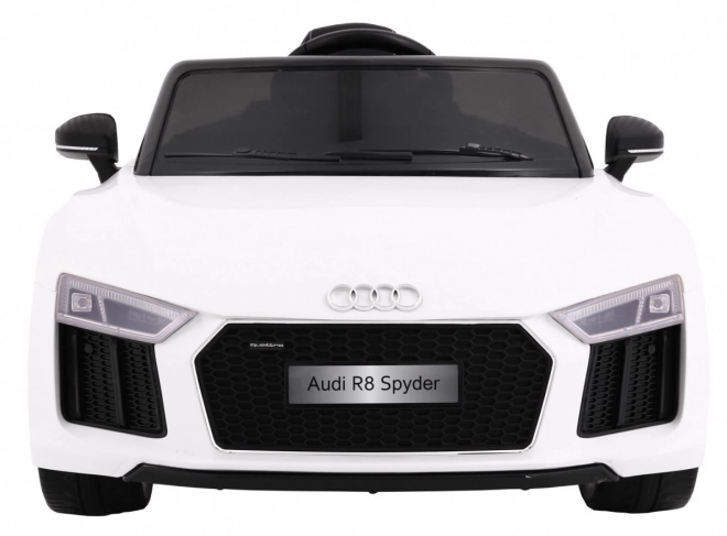 Audi R8 Spyder Batterie Weiß + Fernbedienung + EVA + Langsamer Start + Radio MP3 + LED-Diode