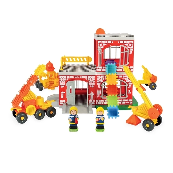Kreatives Baukasten-Set Pin Bricks Feuerwehrstation 100 Stk + 2 Figuren