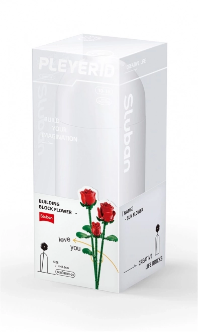Sluban Rote Rose in Vase Blumenbausatz