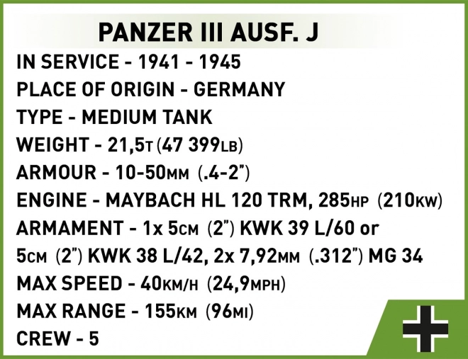 Historische Sammlung Panzer III Ausf. J - 590 Bausteine