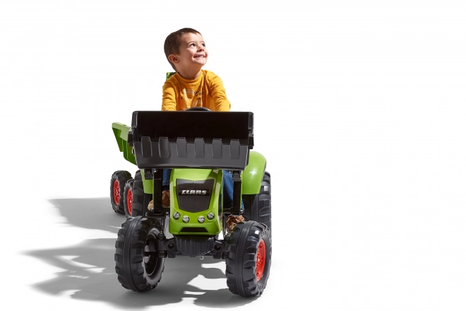 Trettraktor Claas Axos mit Front- und Heckschaufel + Anhänger