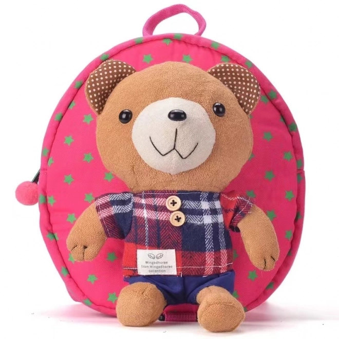 Kinder Rucksack mit Sicherheitsleine - Bär Pink