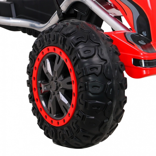 Großes Tretauto STRONG für Kinder Rot + 100 kg Belastung + EVA Räder + Handbremse + Sportsitz