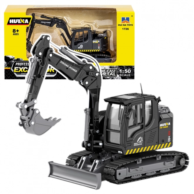 Metall Kettenbagger mit Bulldozer Huina schwarz 1:50