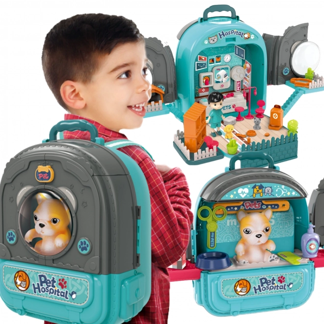 Woopie Tierarzt Rucksack mit Haus und Hund 3in1