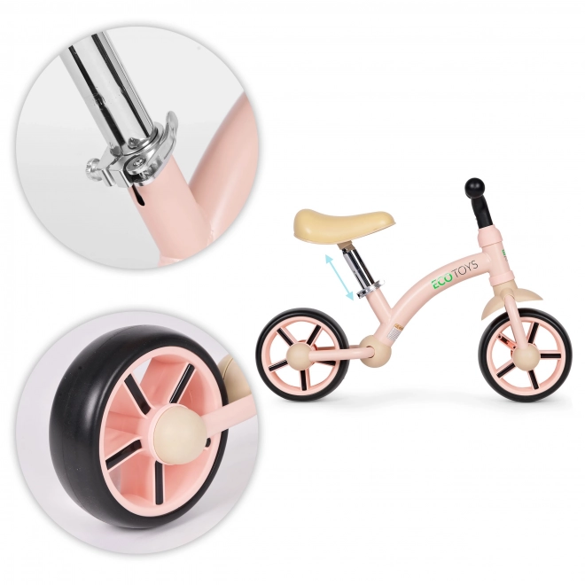 Laufrad für Kinder mit EVA-Rädern in Rosa von Ecotoys