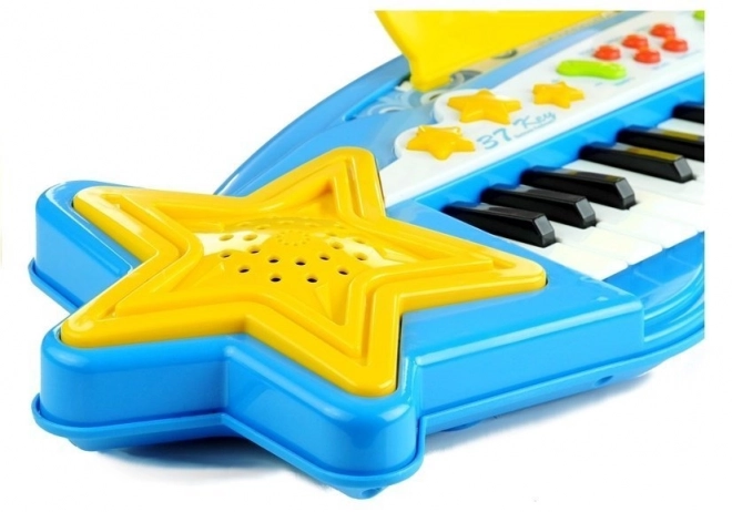 Großes Keyboard mit 37 Tasten MP3 & Mikrofon Blau für Jungen