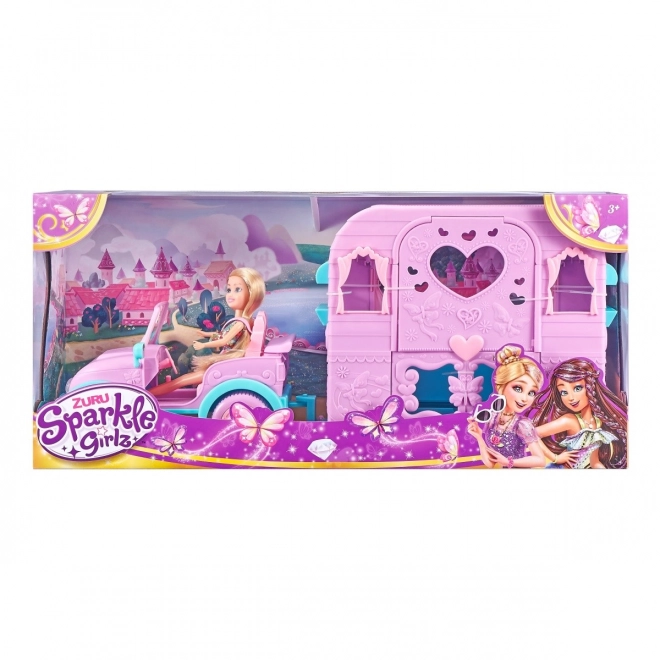 Sparkle Girlz Puppen-Jeep mit Wohnwagen