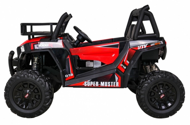 Buggy UTV Offroader für Kinder Rot + Fernbedienung + Gepäckträger + langsamer Start + EVA + MP3 LED