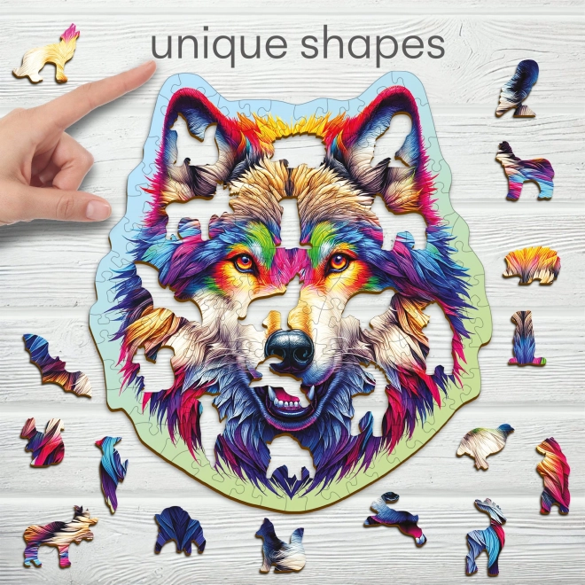 Holz Puzzle Regenbogen Wolf 150 Teile