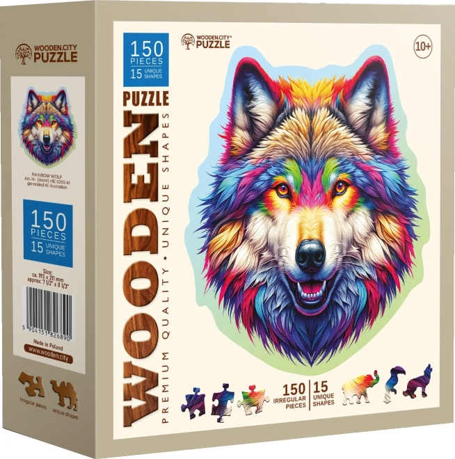 Holz Puzzle Regenbogen Wolf 150 Teile