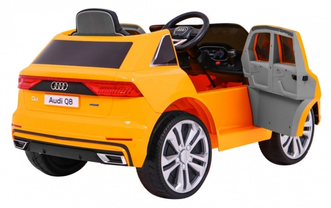 Audi Q8 Kinderwagen Gelb + Fernbedienung + EVA + Langsamer Start + MP3 USB + LED-Leuchte