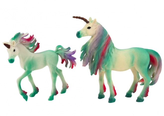 Sammlerfiguren Einhorn mit Jungtier im Set