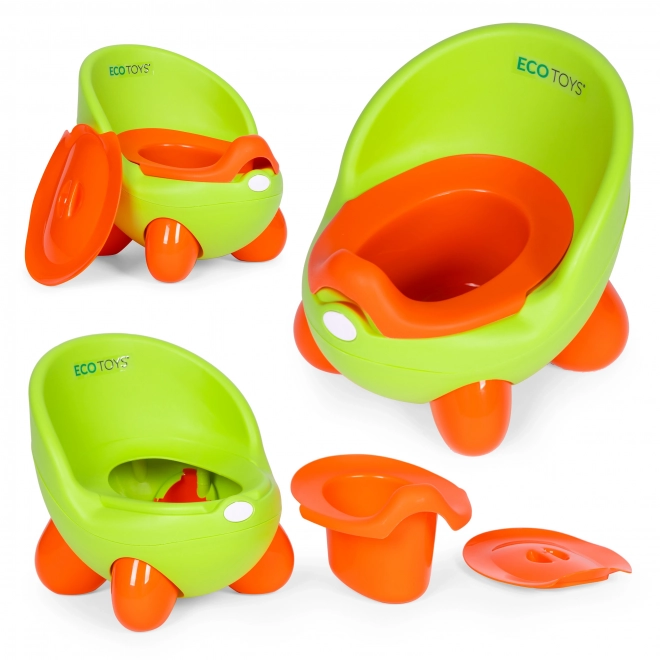 Töpfchen für Kinder mit rutschfesten Beinen und herausnehmbarer Schale in Grün von ECOTOYS
