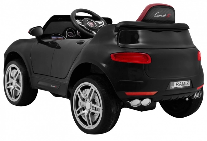 Turbo-S batteriebetriebenes Auto für Kinder schwarz + Fernbedienung + langsames Starten + EVA-Räder + Radio MP3