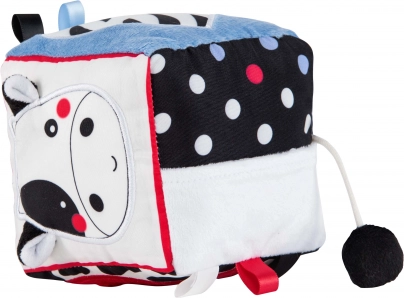 Sensorischer Plüschwürfel midi 10 cm – Tiger und Kuh