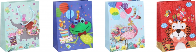 Geschenktasche S Kinder 23 × 18 × 8 cm mit Tieren