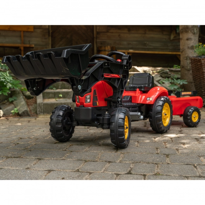 FALK Traktor Trettraktor 2030M Roter Supercharger Pedallader mit Anhänger