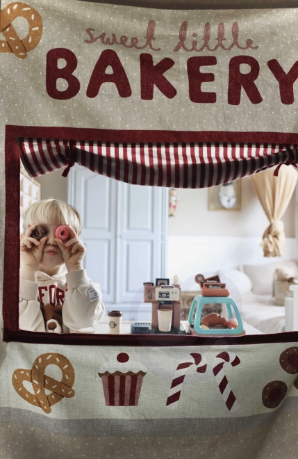 Woopie Spielzeug-Kaffeebar mit Kaffeemaschine und Kuchenvitrine