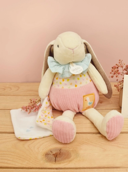 Doudou Geschenkset Rosa Kaninchen Ciboulette mit Decke