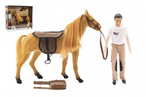 Pferd mit Bürstenset und Spielfigur aus Kunststoff