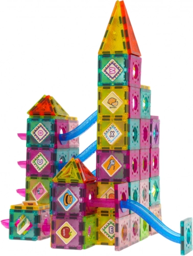 Magnetisches Baukastenschloss mit Murmelbahn, 139 Teile
