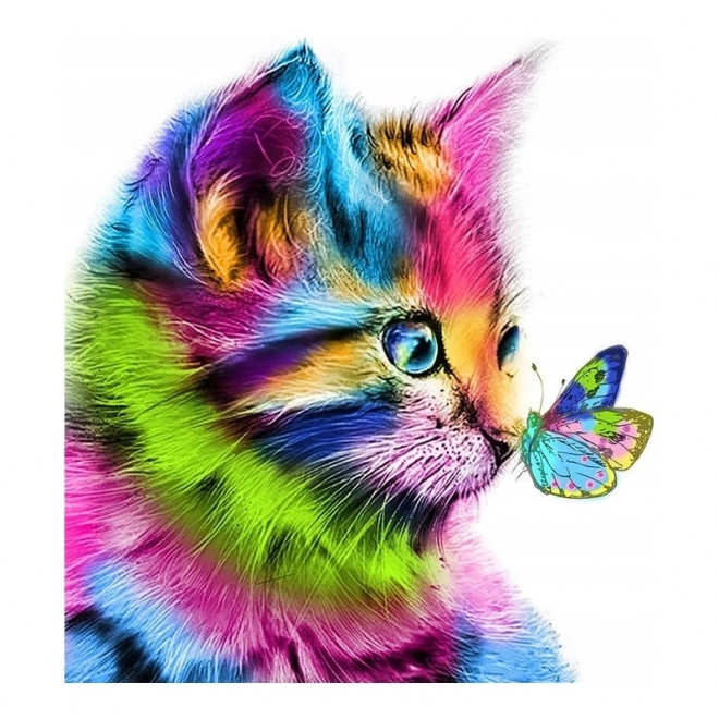 Diamant-Mosaik - Katze mit Schmetterling