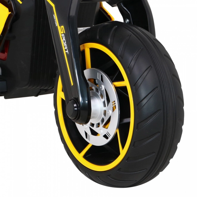 Zukünftiges Kinder-Motorrad auf Batterie Gelb + Audiopanel + Langsamer Start + EVA Räder