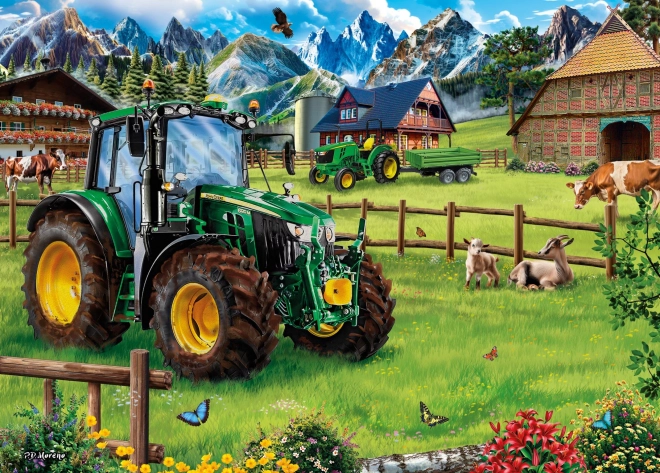 Schmidt Puzzle Alpenweide mit Traktor John Deere