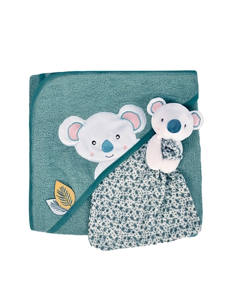 Doudou Geschenkset - Plüschkoala mit Kapuzenhandtuch