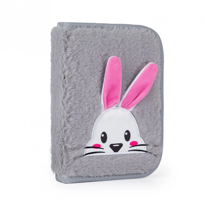 Plüschiger Schulmäppchen Bunny mit zwei Klappen