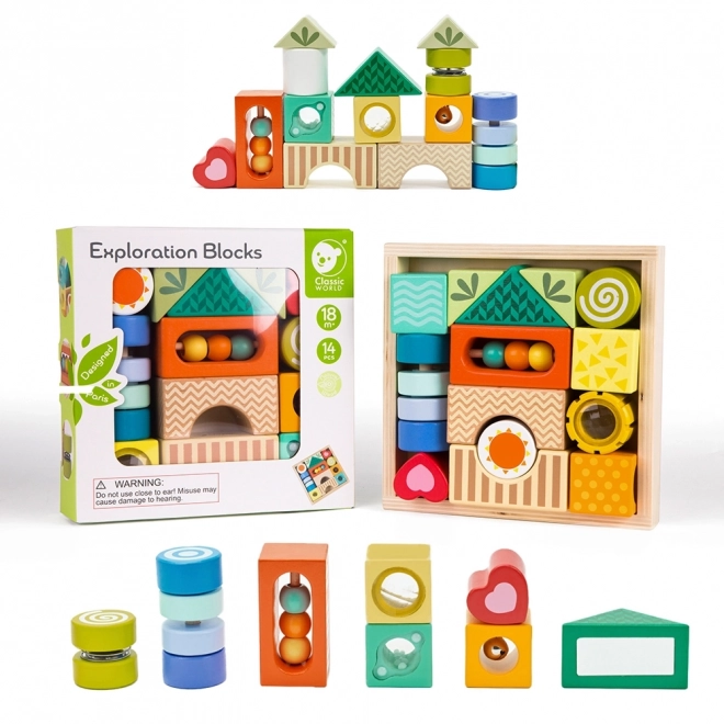 Klassische Welt Holzsensorik-Bausteine Montessori Set 14 Teile