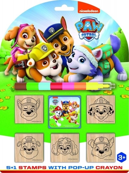 Holzstempelset mit Kissen und Wachsmalstift - Paw Patrol