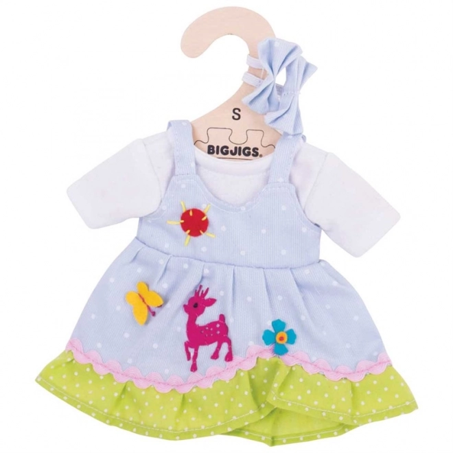 Kleid mit Hirschmotiv für Puppen 28 cm