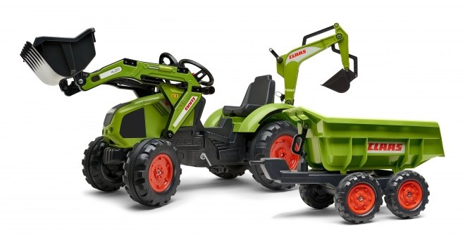 Trettraktor Claas Axos mit Front- und Heckschaufel + Anhänger