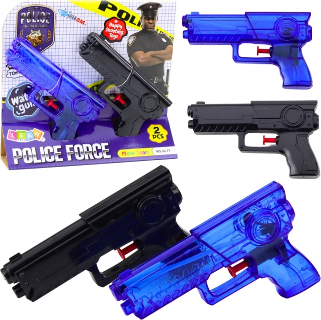 Satz von Wasserpistolen Polizei blau schwarz 2 Stk.