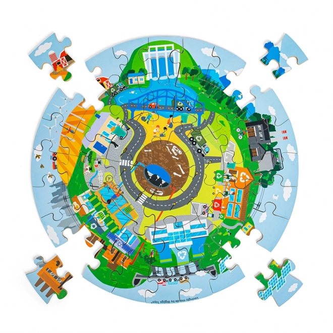 Rundes Holzpuzzle Recycling von Bigjigs Toys
