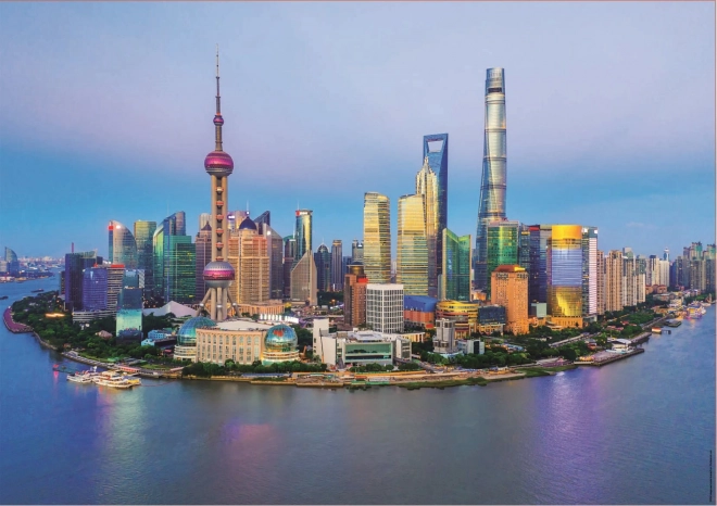 Puzzle Panorama von Shanghai bei Sonnenuntergang 1000 Teile