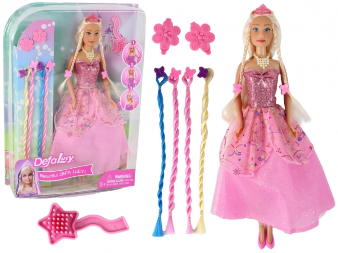 Rosa Prinzessin Lucy Puppe mit Haaraccessoires