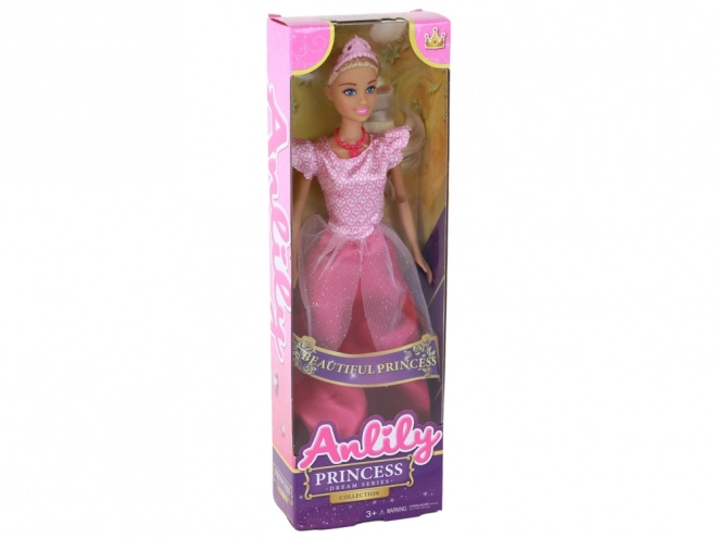 Anlily Prinzessin Puppe mit langen blonden Haaren und rosa Kleid