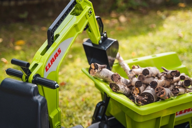 Trettraktor Claas Axos mit Front- und Heckschaufel + Anhänger