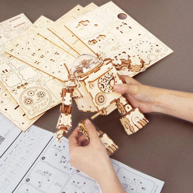 Rokr 3D Holzpuzzle Spieluhr Roboter Orpheus mit Beleuchtung